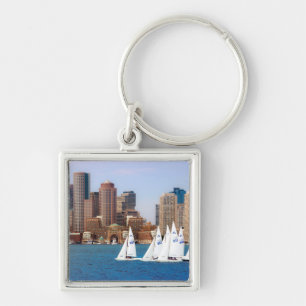 USA, Massachusetts. Boston Waterfront Skyline 4 Key Ring