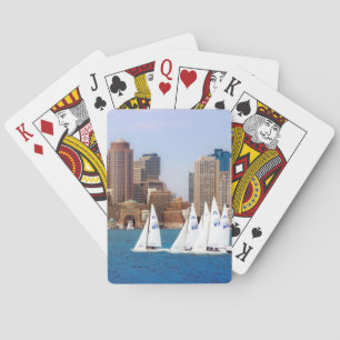 USA, Massachusetts. Boston Waterfront Skyline 4 Playing Cards