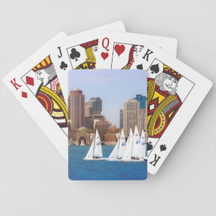 USA, Massachusetts. Boston Waterfront Skyline 4 Playing Cards