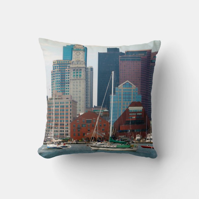 USA, Massachusetts. Boston Waterfront Skyline Cushion (Front)