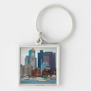 USA, Massachusetts. Boston Waterfront Skyline Key Ring