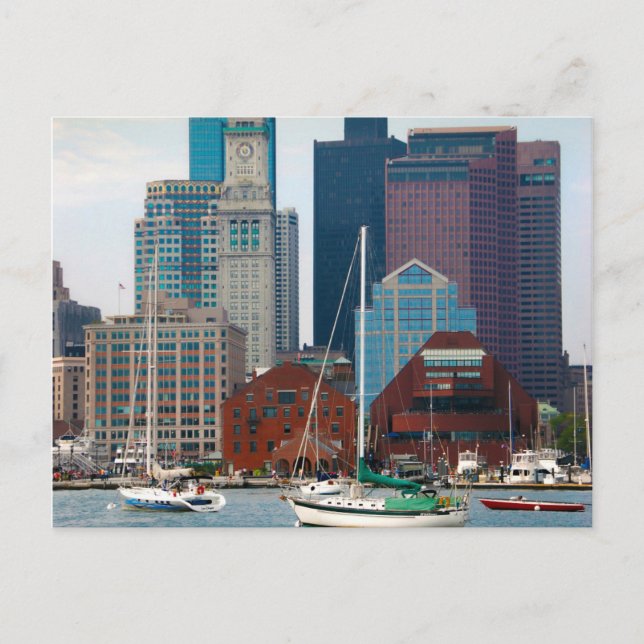USA, Massachusetts. Boston Waterfront Skyline Postcard (Front)