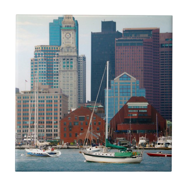 USA, Massachusetts. Boston Waterfront Skyline Tile (Front)