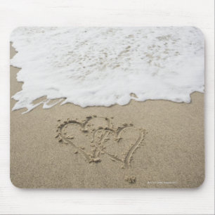 USA, Massachusetts, Hearts drawn on sandy beach 3 Mouse Pad