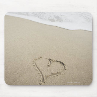 USA, Massachusetts, Hearts drawn on sandy beach Mouse Pad