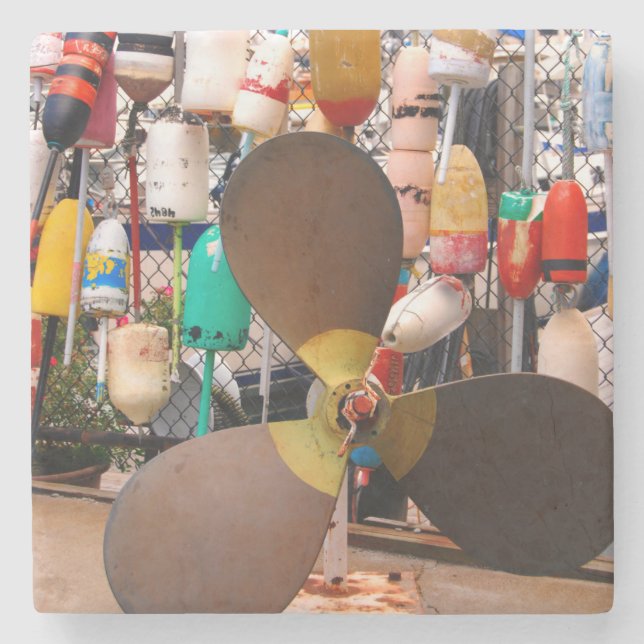 USA, Massachusetts. Propeller And Floats Stone Coaster (Front)