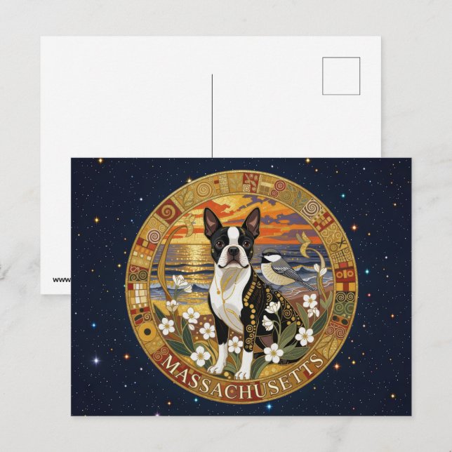 USA Massachusetts state symbols Postcard (Front/Back)