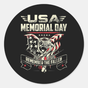 Usa Memorial Day Tee For Men Women Classic Round Sticker