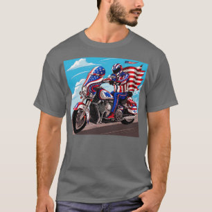 USA Men Motocross Biker Dirt Bike American Flag 4t T-Shirt