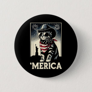 Usa merica Cat 4th Of July Men Women Kids Funny Pa 6 Cm Round Badge