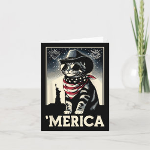 Usa merica Cat 4th Of July Men Women Kids Funny Pa Card