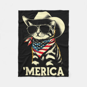 Usa merica Cat 4th Of July Men Women Kids Funny Pa Fleece Blanket