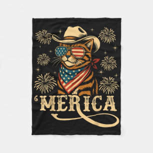 Usa Merica Cat 4th Of July Men Women Kids Funny Pa Fleece Blanket