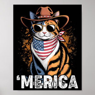 Usa merica Cat 4th Of July Men Women Kids Funny Pa Poster