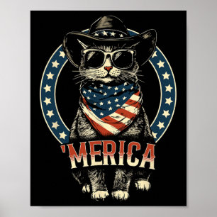 Usa merica Cat 4th Of July Men Women Kids Funny Pa Poster