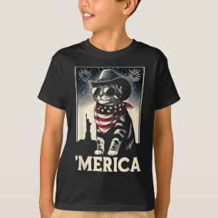 Usa merica Cat 4th Of July Men Women Kids Funny Pa T-Shirt
