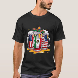 Usa mexico beer mugs sombrero cinco de mayo T-Shirt