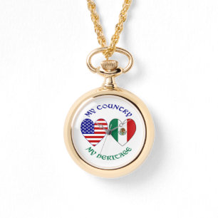 USA Mexico Flag Hearts My Country My Heritage  Watch