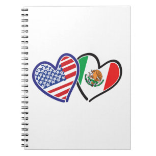 USA Mexico Heart Flags Notebook