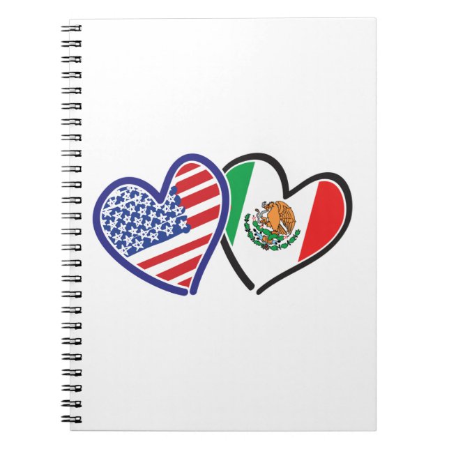 USA Mexico Heart Flags Notebook (Front)