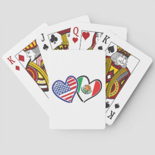 USA Mexico Heart Flags Playing Cards