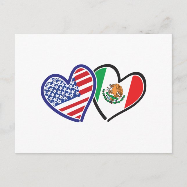 USA Mexico Heart Flags Postcard (Front)
