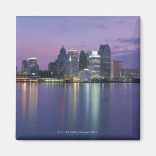 USA, Michigan, Detroit skyline, night Magnet