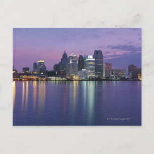 USA, Michigan, Detroit skyline, night Postcard
