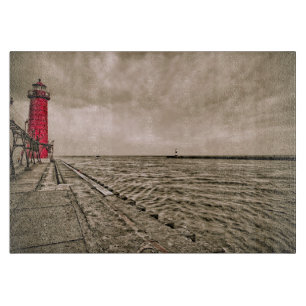 USA, Michigan, Grand Haven Lighthouse Cutting Board
