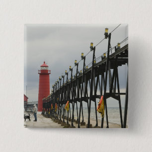 USA, Michigan, Lake Michigan Shore, Grand Haven: 15 Cm Square Badge