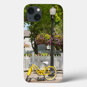 USA, Michigan, Mackinac Island. Yellow Bike iPhone 13 Case