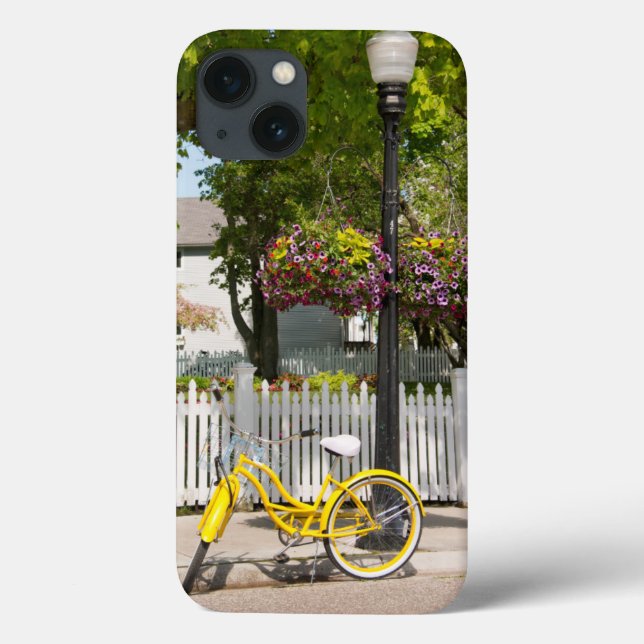 USA, Michigan, Mackinac Island. Yellow Bike Case-Mate iPhone Case (Back)