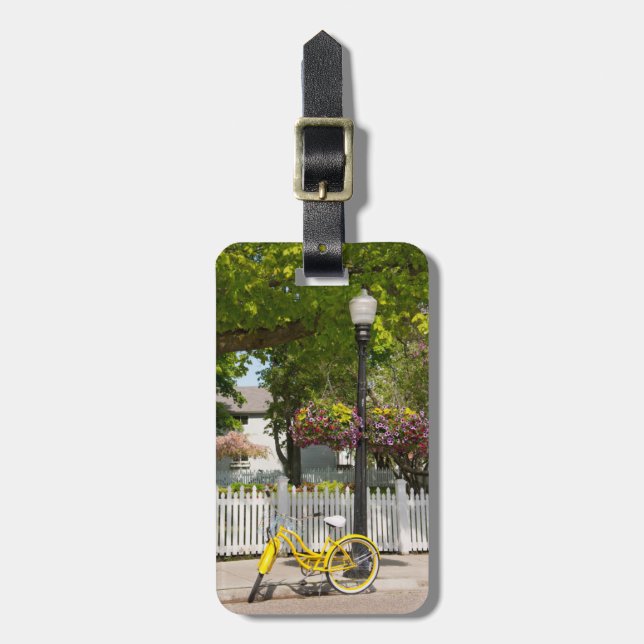 USA, Michigan, Mackinac Island. Yellow Bike Luggage Tag (Front Vertical)