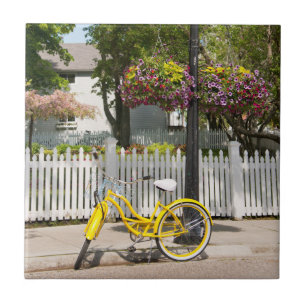 USA, Michigan, Mackinac Island. Yellow Bike Tile