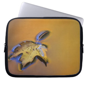 USA, Michigan, Maple leaf floating on water Laptop Sleeve