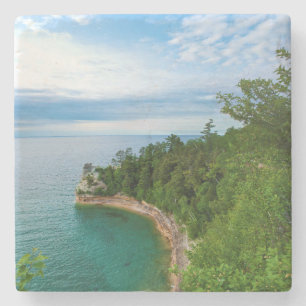 USA, Michigan. Miner's Castle Rock Formation 3 Stone Coaster