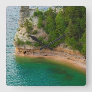 USA, Michigan. Miner's Castle Rock Formation Square Wall Clock