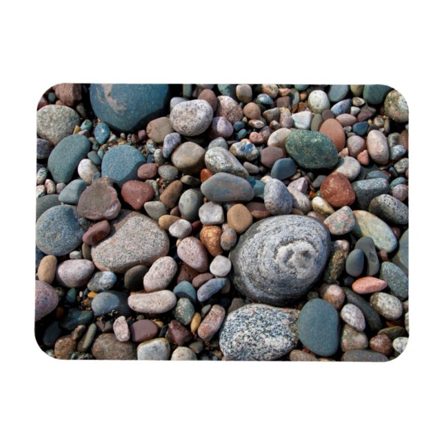 USA, Michigan. Polished Pebbles On The Shore Magnet (Horizontal)