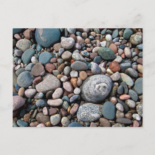 USA, Michigan. Polished Pebbles On The Shore Postcard (Front)