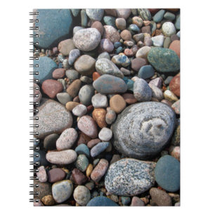 USA, Michigan. Polished Pebbles On The Shore Spiral Notebook