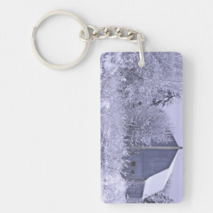 USA, Michigan, Rochester Hills. Snowy blue Key Ring