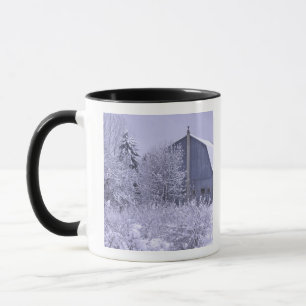 USA, Michigan, Rochester Hills. Snowy blue Mug