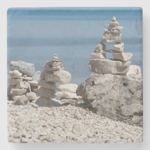 USA, Michigan. Stone Towers On The Beach Coaster