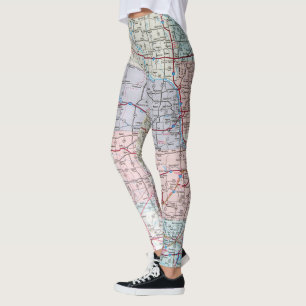 USA Midwest Map Leggings