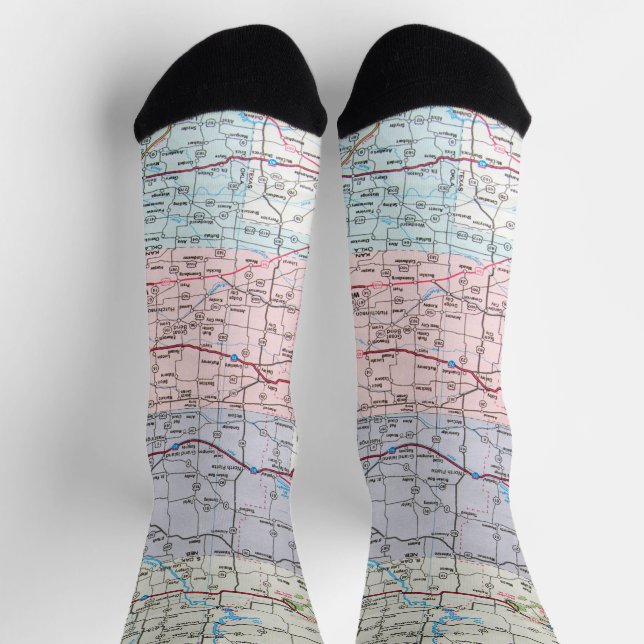USA Midwest Road Map   Socks (Top)