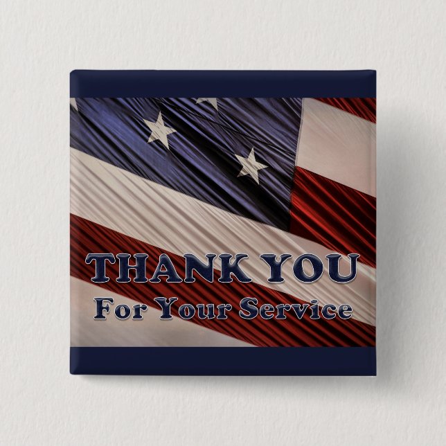 USA Military Veterans Patriotic Flag Thank You 15 Cm Square Badge (Front)
