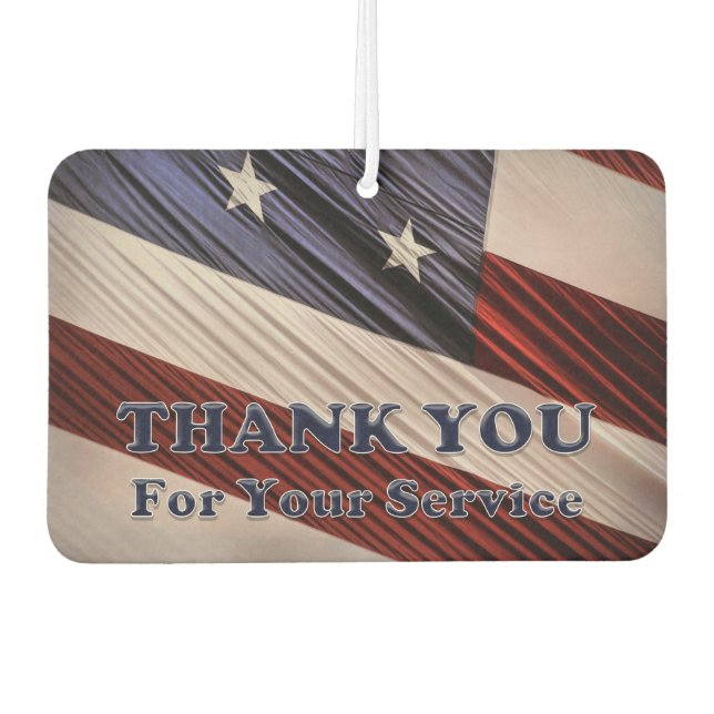 USA Military Veterans Patriotic Flag Thank You Car Air Freshener (Front)