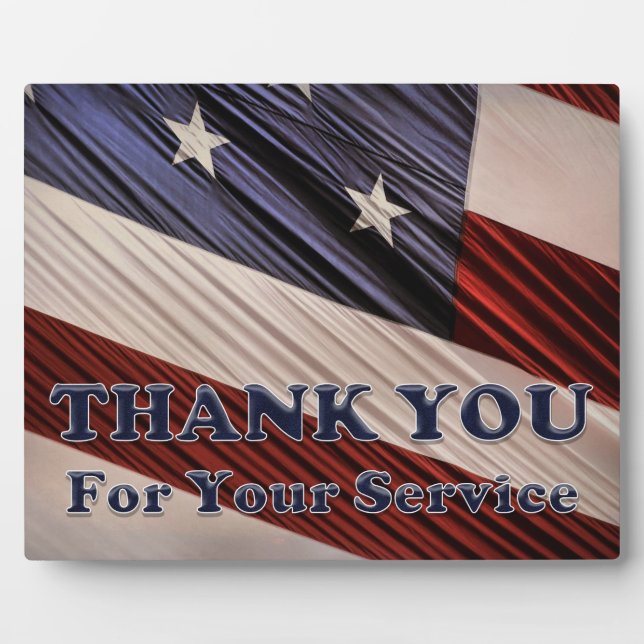 USA Military Veterans Patriotic Flag Thank You Plaque (Front)