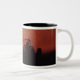 USA, Mississippi, discing cotton field Two-Tone Coffee Mug