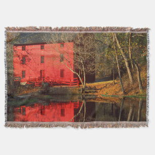 USA, Missouri, Alley Mill At Alley Spring Ozark Throw Blanket